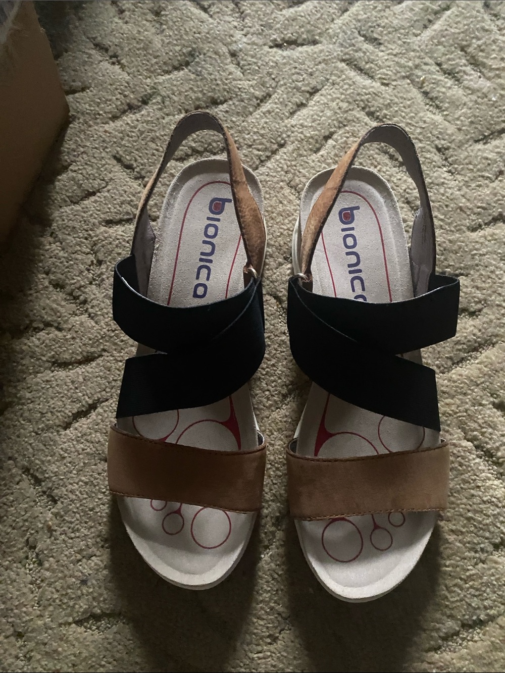 Bionica Black and Tan Crisscross Slingback Sandals - Picture 4 of 5